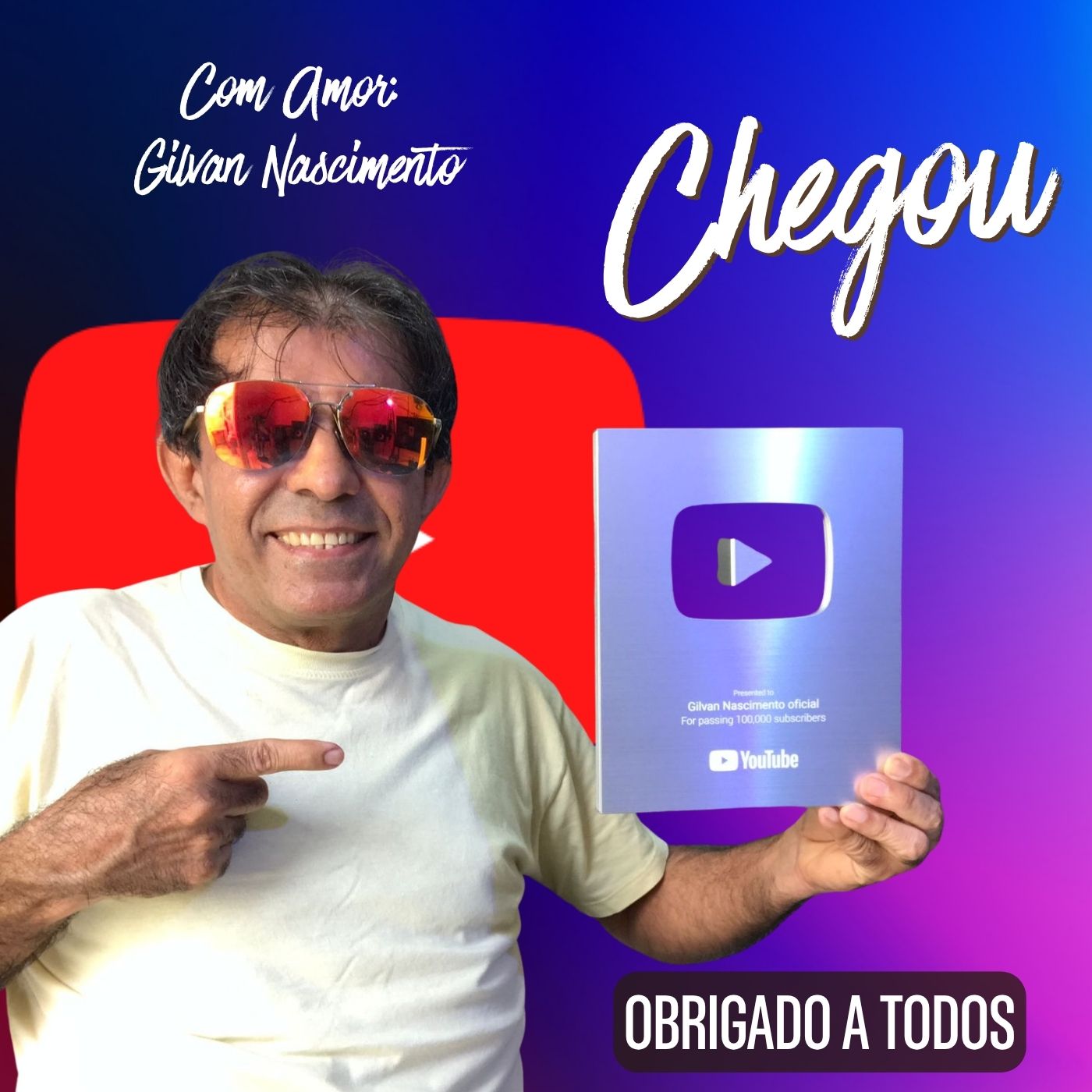 Orgulho maranhense: cantor zedoquense Gilvan Nascimento recebe placa de 100 mil inscritos do YouTube e celebra grande conquista